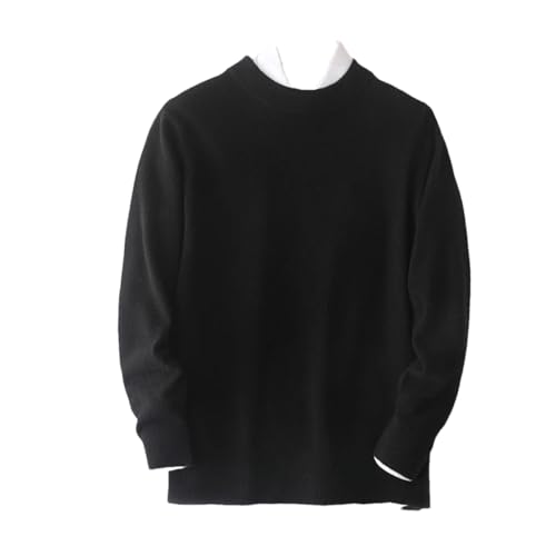 Dcvmvmn Men's Wool Half High Collar Sweater Casual Cashmere Knitted Long Sleeved Sweater Men's Soft Pullover Black