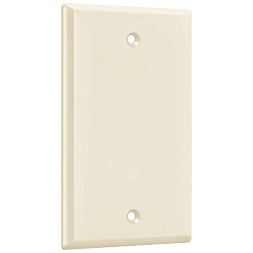 Image of ENERLITES Blank Device Wall Plate, Gloss Finish, Standard Size 1-Gang 4.50 inch x 2.76 inch, Polycarbonate Thermoplastic, 8801-LA-10PCS, Light Almond (10 Pack) | Standard size 4.50 inch x 2.76 inch, cover unused electrical box /outlet /switch, unbreakable polycarbonate, UL-listed, easy to install