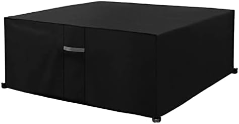Dokon Garden Furniture Covers with Air Vent, Waterproof, Windproof, Anti-UV, Heavy Duty Rip Proof 600D Oxford Fabric Large Patio Set Cover, Outdoor Table Cover, Rectangular(300 x 250 x 100cm) - Black
