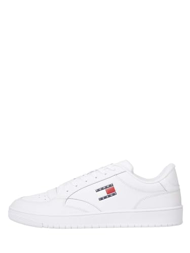 Tommy Jeans Retro Leather Blanc 44 : baskets en cuir pour homme