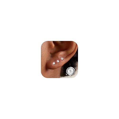 Diamday 3pcs G23 Titanio Piercing Nariz Tragus Helix Piercings 16G 18G 20G Oreja Labio Piercings Hipoalergénico Tragus Helix Conch Rook Pendientes Piercing Labret Nariz Studs para Mujeres Hombres