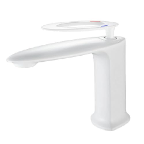 Robinet de lavabo monotrou blanc mitigeur eau chaude et froide en cuivre