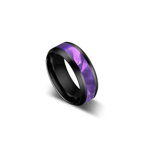 YAHOYA 8mm Violet Hommes Bague Titane en Acier Personnalité Bague Index Doigt Bijoux Spot