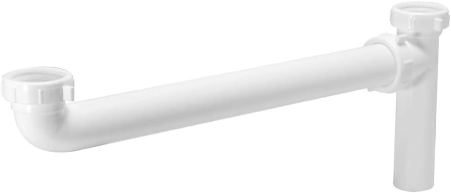 EZ-FLO Kitchen Sink End Waste Outlet with Sanitary Baffle Tee, 1-1/2 x 16 in Slip Joint Connection, White Polypropylene, 35386