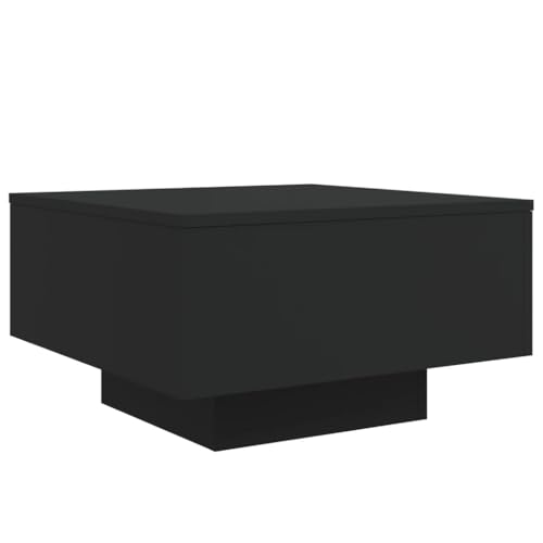 vidaXL Modern Black Coffee Table- Engineered Wood, Square Shape Perfect for Living Room or Office, Assembly Required