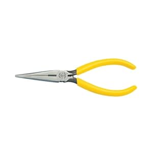 Klein Tools D203-7C Long Nose All-Purpose Spring Loaded Pliers, Forged Steel with Dual Material Journeyman Handles, 7-Inch