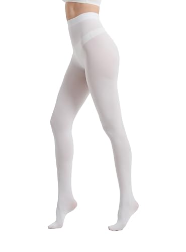 CACCICO 80D Semi Opaque Tights for Women Stretchable High Waist Womens Stockings Soft Pantyhose with 20+ Colors White-2XL
