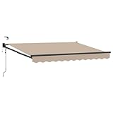 vidaXL Elektrische Markise, einziehbar, beige, 3,5 x 2,5 m, automatische Markise, moderne elektrische Markise, einziehbare Sonnenschutzlösung, Aluminium-Terrassenabdeckung, Outdoor-Schuppen, Schuppen