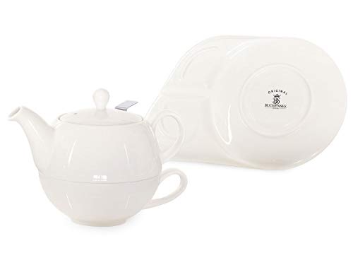 Set de té para uno Lena de 500 ml en porcelana blanca con filtro 6