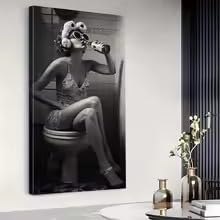 Style vintage suspendu avec cette impression sur toile pour salle de bain inspirante