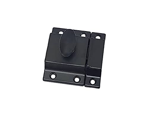 QCAA Traditional Large Oval Turn Cabinet Latch, Solid Brass, 2", for Cupboard & Other Furniture, Matte Black, 1 Pack, Made in Taiwan