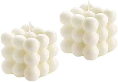 2PCS Bubble Candles Vanilla Scented Aesthetic Cube Candle, Soy Wax Cool Shaped Candles, Home Office Danish Pastel Trendy Room Floating Shelves Decor Small Bubble Candles