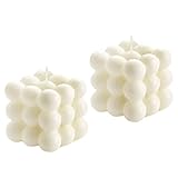 2PCS Bubble Candle Room Decor - Vanilla Scented Gifts for Women, Danish Pastel Bubble Cube Candles, Aesthetic Shelf Decor & Trendy Home Office Decorative Candles