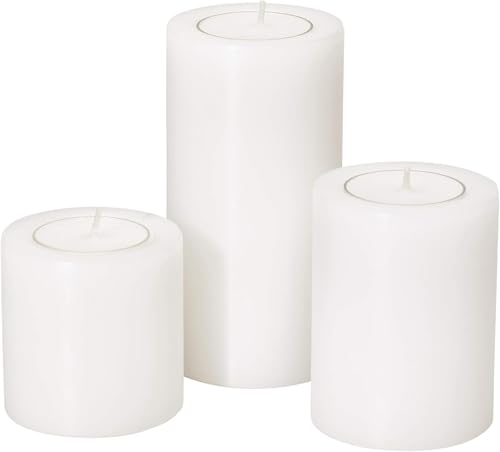 EDZARD 3er Set Dauerkerze Cornelius (Ø 6 cm, H 6, 8, 10 cm) in weiß...