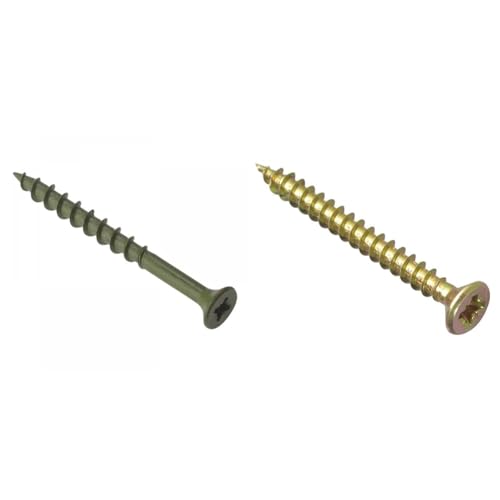ForgeFix Countersunk Decking Screws | 4.5 x 55mm | Green | Box 200 & Multi-Purpose Single Thread Screws | 4.0 x 40mm | Zinc Yellow Passivated | Box 200