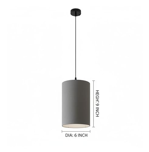 Image of Cylinder print hanging shade Classic Pendant Cylinder Lamp Shade, Decorative Light Lamp, Hanging Spotlight with Fixture (Grey)