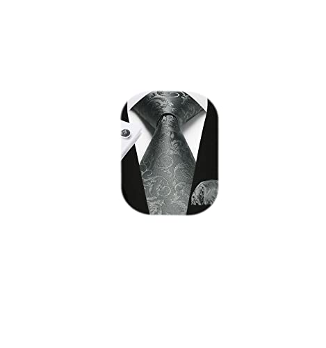 Image of Enlision Mens Ties Solid Color Satin Necktie Ties for men Handkerchief Cufflinks Pocket Squares for Wedding