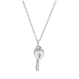 jewellerybox Sterling Silver Heart Padlock Key Necklace 16 + 2 Inches