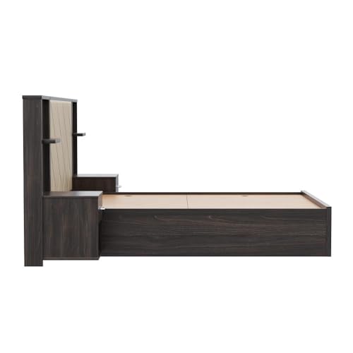 Image of Wakefit Bed | 3 Yr Warranty | Bed Queen Size, Storage Box & Beige Fabric Cushioned Upholstery Headboard, Density:680-750kg /m, Termite & Borer Resistant, Fits Mattresses Up to 8 inches(Noctis78x60-WM)