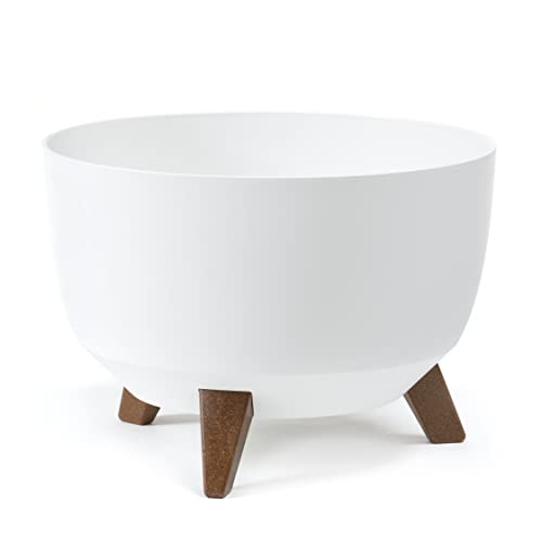 HappyFlower | MultiProject | Blumentopf an den Füßen | Pflanzkübel | rund | 3 Größen | 5 Farben | Übertöpfe | (ø 33 cm, Weiß)