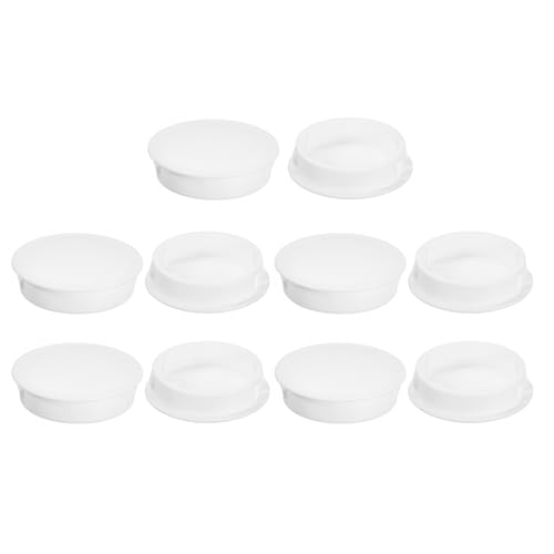 Image of uxcell 40mm /1.57 inch Plastic Hole Plugs, 10Pcs Flush Type Panel Round Snap in Fastener Knockout Locking Plugs for Furniture Insert End Caps Panels, White