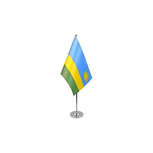AZ FLAG - Prestige Tischflagge Ruanda 22x15 cm Metall - Republik Ruanda Tischfahne 15 x 22 Cm - Flaggen