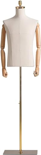 OZSSLJJ mannekäng mannekäng kroppsbål med metallbas, t- skjorta/blus/klänningsform display halvkroppsdocka, för fotografering sovrum (färg: guldbas, storlek: med armar)