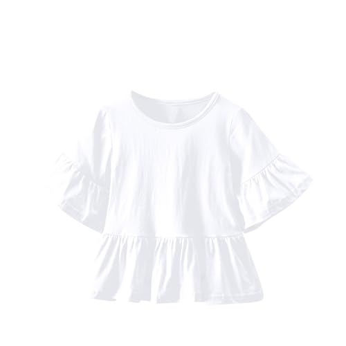 Girl's Loose Babydoll Peplum Top Kids Bell Sleeve Blouse 2025 Basic Lightweight Solid Color Casual Tee Tops Shirts