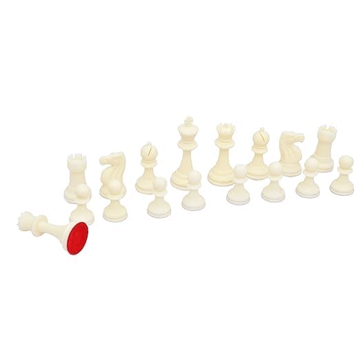 Image of Durable Plastic Tournament Chess Pieces - Complete Set of 32 Standard Size Chessmen Staunton Coins (3.8 inch Inch King Height)