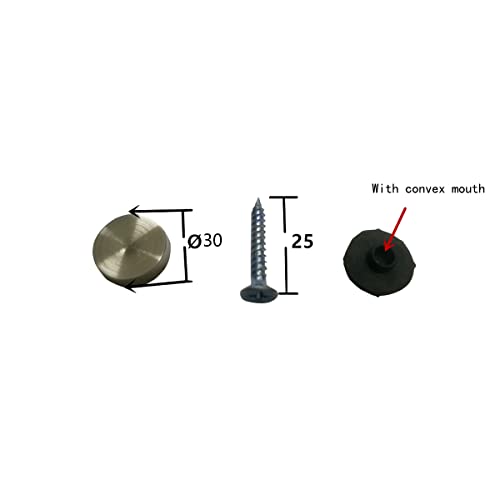 Unifizz 4 Sets of Mirror Screws with Decorative Cap and Stainless Steel Mirror Screws, with Convex Mouth Rubber Particle, 30mm - Image 2