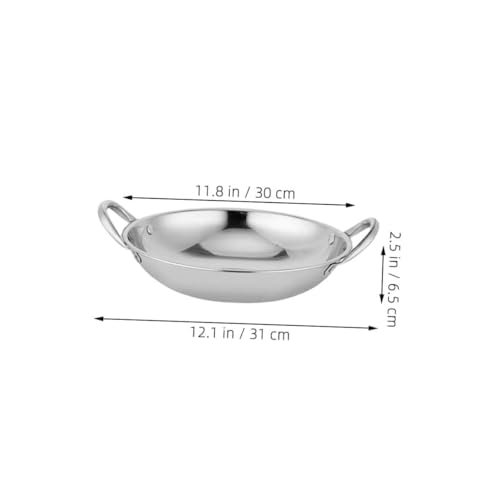 Wok redondo de acero inoxidable con asas resistentes miniatura 2