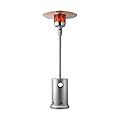 VEVOR Patio Heater for Outdoor Use, 50000BTU Propane Heater Tall Hammered With Round Table Design, Metal Burner and Wheels, Fixed Outdoor Patio Flame Heater for Patio, Party, Backyard, Garden, Silver