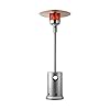 Vevor patio heater for outdoor use 50000btu propane heater tall hammered with round table design metal burner and wheels fixed outdoor patio flame heater for patio party backyard garden silver  urban country home decor