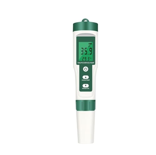 KENBT Medidor de PH 4/5/7 en 1 TDS EC ORP salinidad S. G medidor de Temperatura con retroiluminación Monitor Digital de Calidad del Agua for Acuario,Alta Precisión(5 in 1 ph Meter)