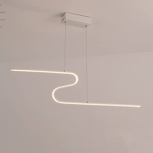 Lampe à suspension en S pour salle à manger et îlot de cuisine linéaire LED en métal