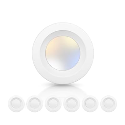 ECOELER 4 Inch 5CCT LED Recessed Lighting, Dimmable, IC & Damp Rated, 10.5W, 950LM Can Lights, 2700K/3000K/4000K/5000K/6000K Selectable Downlight, Retrofit Installation - ETL & FCC Listed, 6 Pack