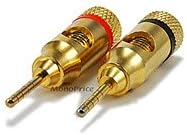 Brand New 1 PAIR OF Copper (non-banana) Speaker Plugs - Pin Screw Type