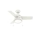 Hunter Indoor Ceiling Fan with LED Light and pull chain control - Aker 36 inch, White, 59301