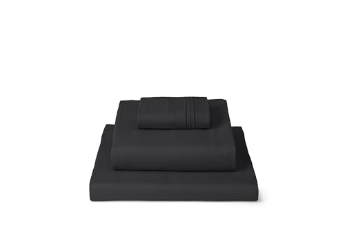 Image of Mellanni Twin Sheets Set - 3 PC Iconic Collection Bedding | Hotel Luxury, Extra Soft, Cooling Bed Sheets - Wrinkle, Fade, Stain Resistant (Twin, Black)