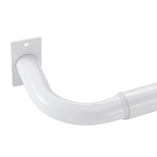 Vimayta Curtain Rods for Windows 84 to 120 Inches, 1 Inch Diameter Metal Wrap Around Window Curtain Rod with Brackets, Matte White