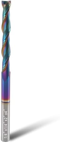 4 Inch Extra Long Upcut CNC Router Bit 1/4 Inch Shank, 2 Inch CL. | Long End Mill with DLC Extreme Tool Life Coating, Solid Carbide CNC Bits for Wood Carving Grooves, Trimming