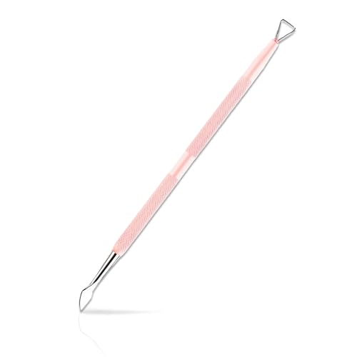 HaimiLiya Gel Nail Remover Tool Cuticle Pusher Dual-end Dead Skin Nail Pusher Nail Dirt Cleaner Tool Gel Polish Remover Pusher 410 Stainless Steel Pink