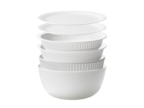 ライクイット (likeーit) ざる ボウル 電子レンジ対応 Colander&Bowl 米とぎにも使える ザルとボール ホワイト 6点セット 日本製 水切り 湯切り可能 耐熱ボウルの商品画像（Amazon）