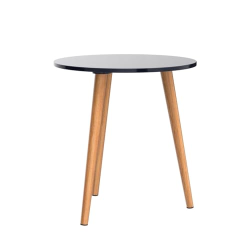 Image of Engineered Wood Foldable Round Shaped Side Table (Black)
