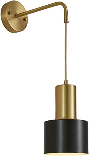 Aplique de pared ajustable E27 de latón cepillado y negro para dormitorio