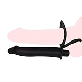 Silicone Strap On Penis Butt Plug, Double Penetration Dildo Vibrator with Cock Ring, Delay Ejaculation Anus Plug Massager Adult Erotic Anal Sex Toys for Male Man Women Couples