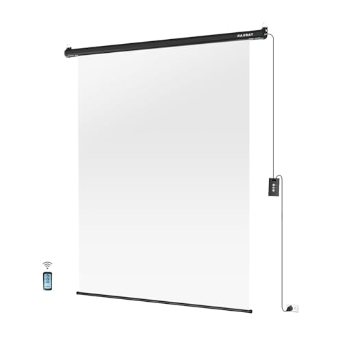 RAUBAY Motorized Pull Down White Screen Backdrop