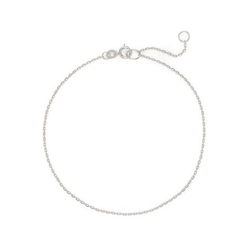Bracelet or blanc 585 femme fin en chaîne maille 1mm minimaliste
