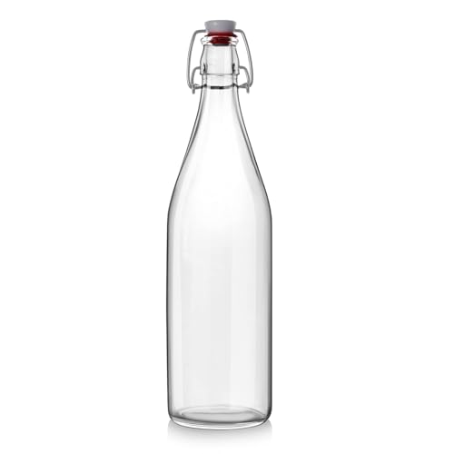Image of HTC GLASSWARE Glass Water Bottle For Daily Use, 1000ml Transparent | Freezer Safe & Leakproof Flip Cap | Durable & Scratch Proof | Fridge Bottle For Juice, Milk & Cold Beverages