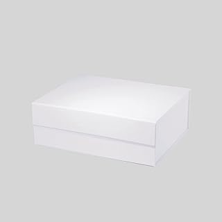 Geoto 13x10x4.52in | 33x25.5x11.5cm A4 Deep Size Plain White Folding Rigid Magnetic Closure Gift Wrapping Box